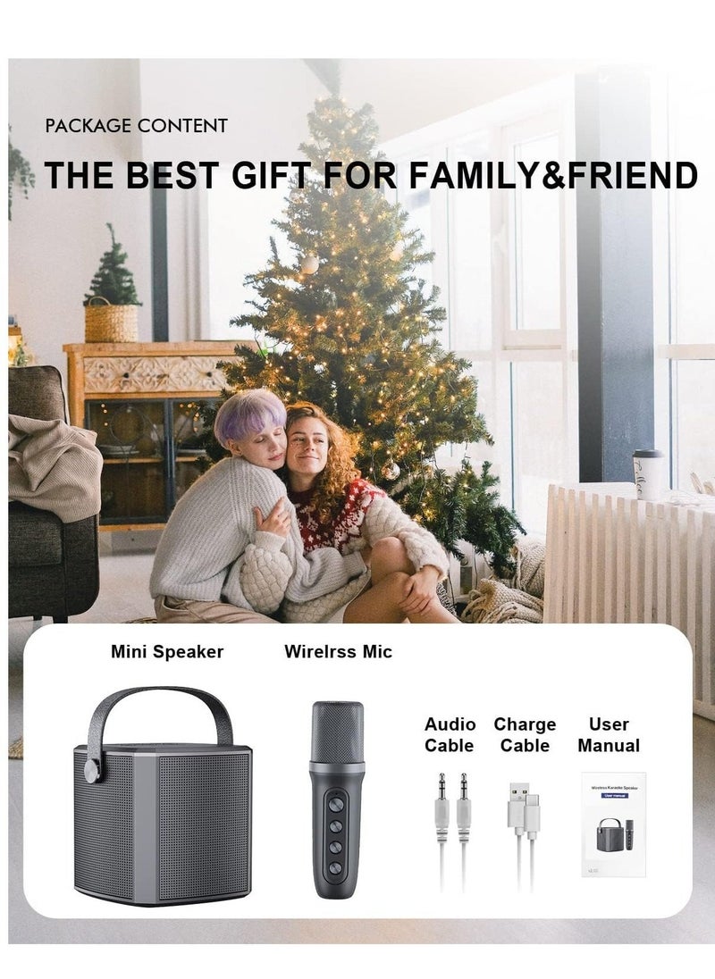 Karaoke Machine with UHF Wireless Microphones for Adults & Kids | Portable Bluetooth PA Speaker System with Vocal Cut | Rechargeable Speaker for Home Parties, Meetings, Weddings | Loud Sound & LED Light Effects | Ideal for Celebrations & Events