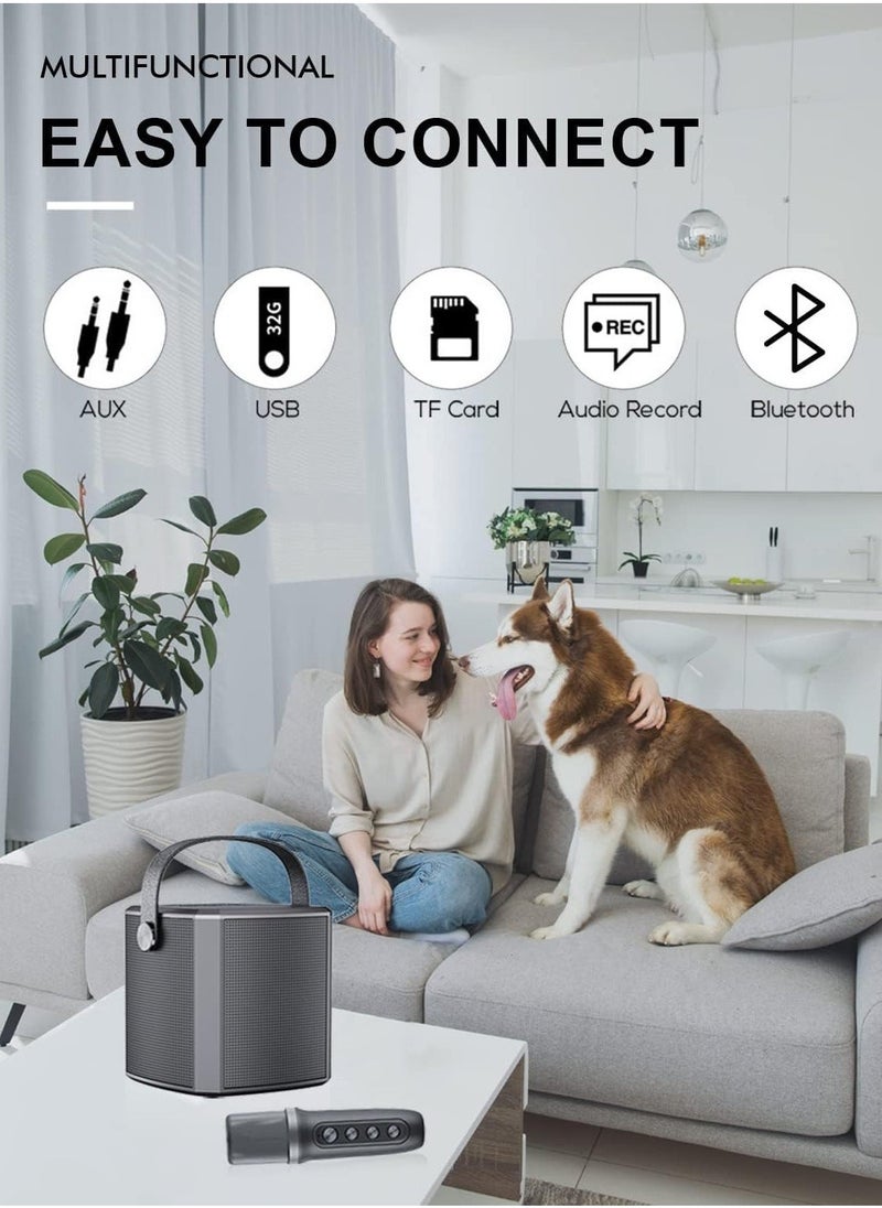Karaoke Machine with UHF Wireless Microphones for Adults & Kids | Portable Bluetooth PA Speaker System with Vocal Cut | Rechargeable Speaker for Home Parties, Meetings, Weddings | Loud Sound & LED Light Effects | Ideal for Celebrations & Events