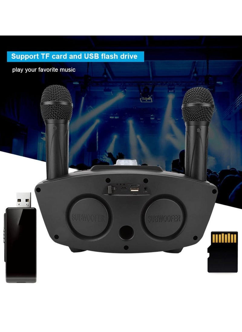 Portable Karaoke Machine with Bluetooth Speaker & 2 Wireless Microphones – Perfect for Home Parties, Adults & Kids – Black