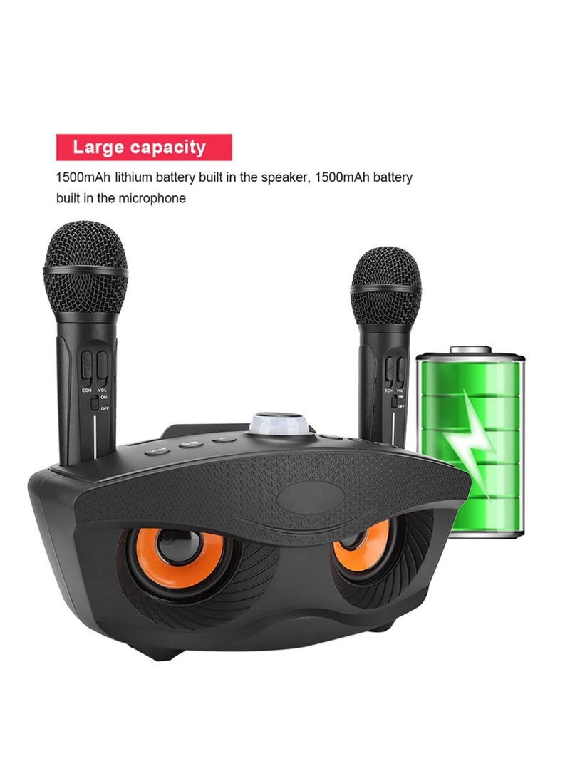 Portable Karaoke Machine with Bluetooth Speaker & 2 Wireless Microphones – Perfect for Home Parties, Adults & Kids – Black