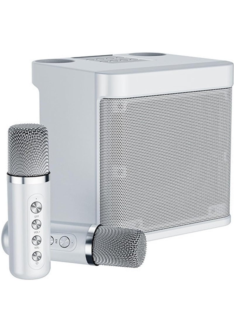 Karaoke Machine with 2 Wireless Microphones | Portable Bluetooth PA Speaker with Echo & Vocal Cut | Supports TF Card, AUX-in, USB Flash Disk | Perfect for Indoor & Outdoor Family Karaoke Parties