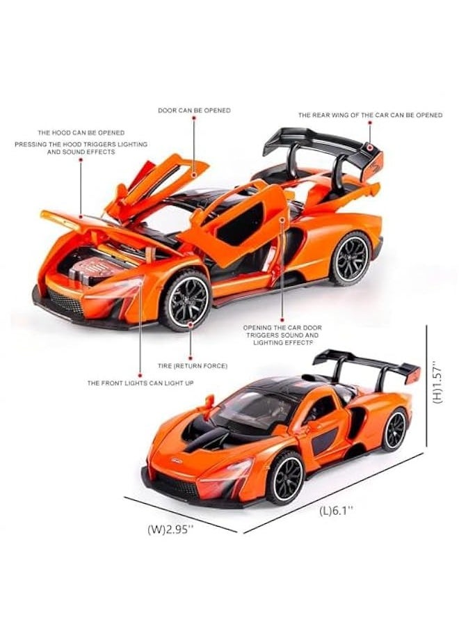 Fast & Furious 1:32 McLaren Senna Diecast Cars,Toy Cars with Light Sound and Pull Back,Birthday Gifts for Boys and Boyfriends(Orange)