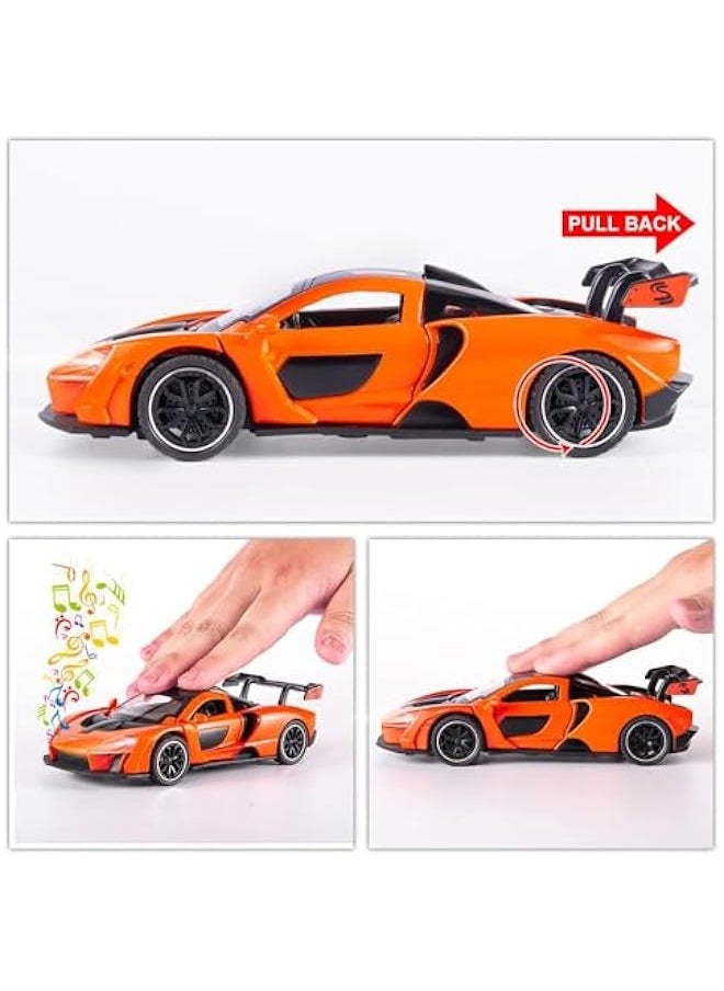 Fast & Furious 1:32 McLaren Senna Diecast Cars,Toy Cars with Light Sound and Pull Back,Birthday Gifts for Boys and Boyfriends(Orange)