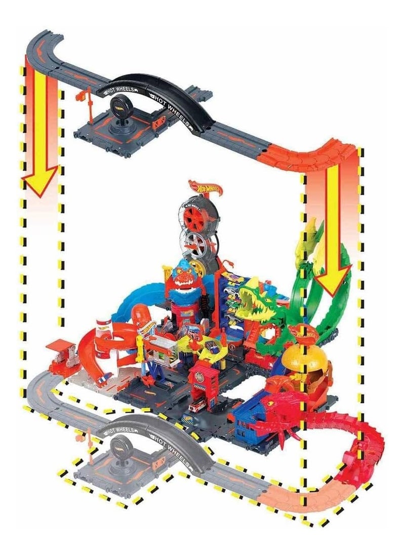 Hot Wheels City Track Pack, 10-Piece Set, With 1 Car