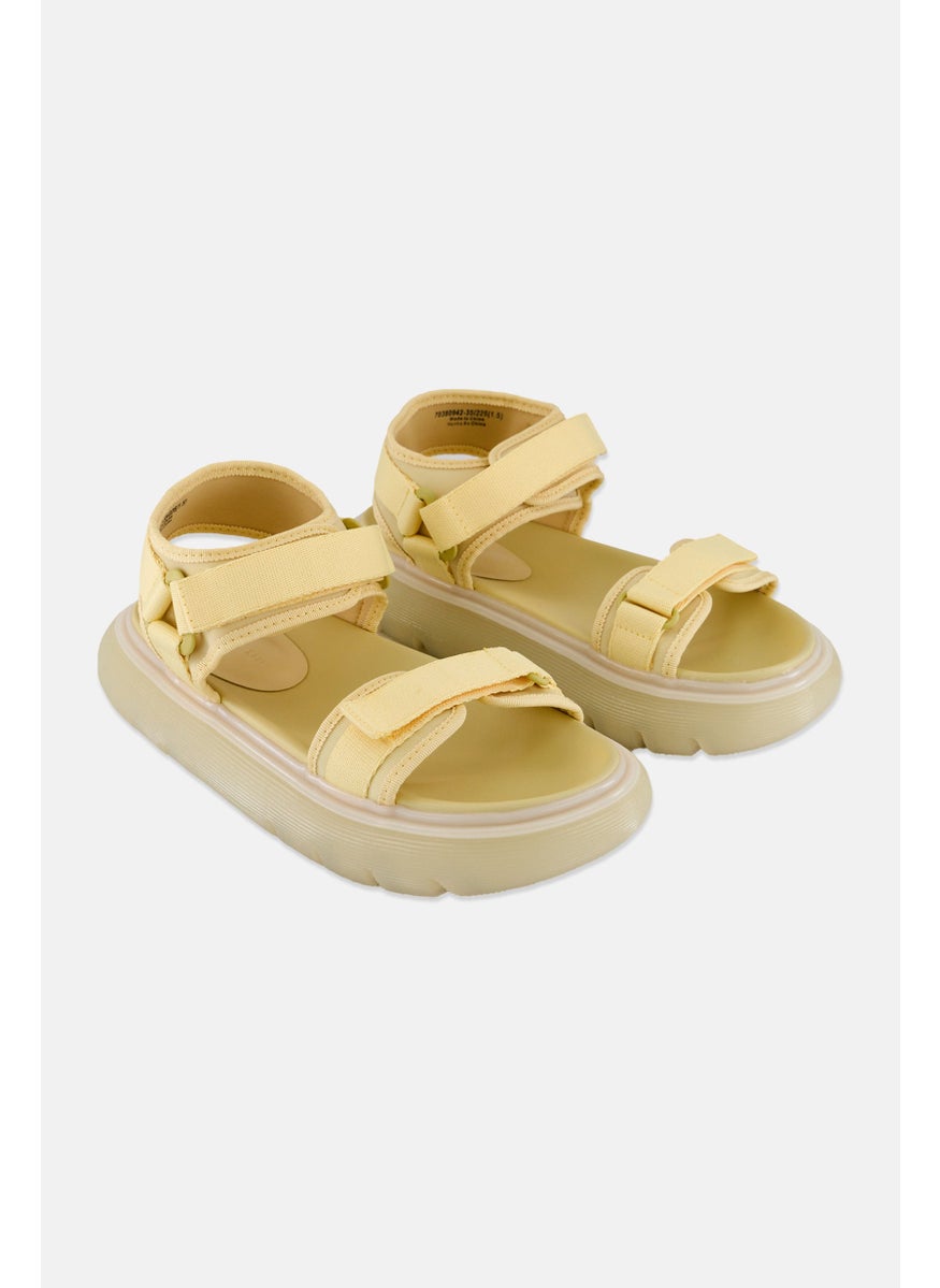 Women Velcro-Strap Sandals, Yellow