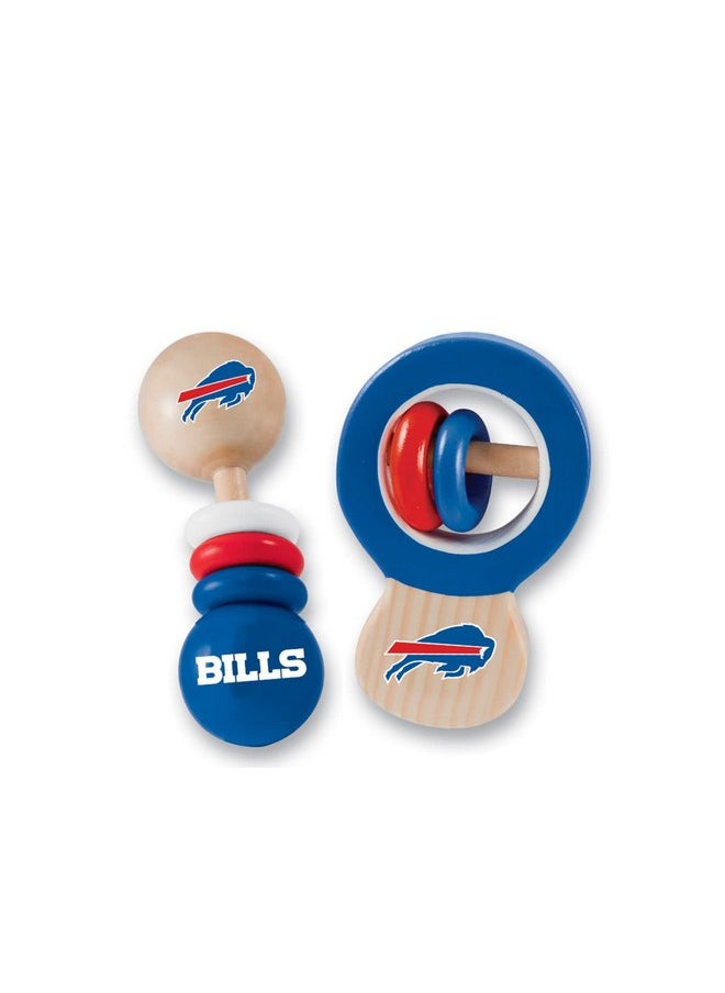 BabyFanatic Wood Rattle 2 Pack - NFL Buffalo Bills - Officially Licensed Baby Toy Set