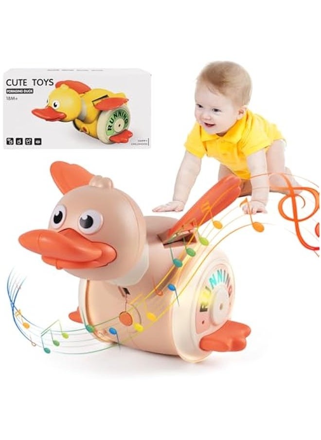 Dancing Duck Toy,Infant Crawling Toys for Encourgaing Baby Walking & Moving,360 Rotating Musical Tummy Time Toys with Lights, for 0-3-6 6-12 12-18 Months Baby Gifts (Pink)