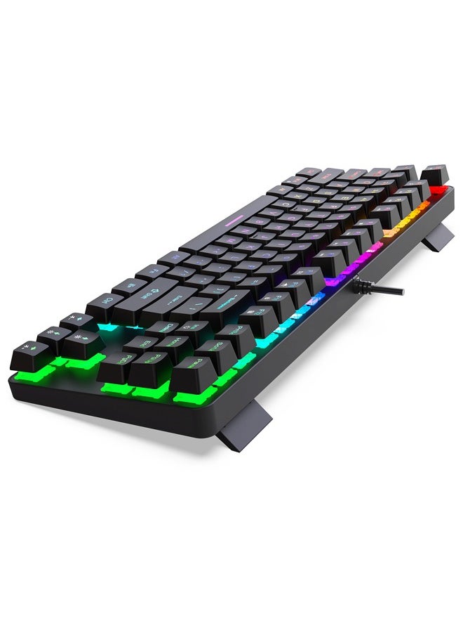 K87 metal wired mechanical gaming e-sports keyboard with RGB backlight ultra compact 61 keys -Black