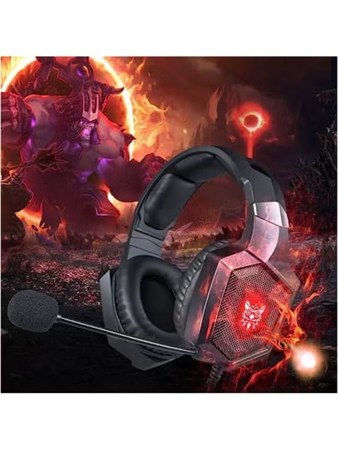 K8 Stereo Over-Ear Gaming Headphones with Mic for PS4/PS5/Xbox One/X Series/Switch/PC - Wired, Premium Sound Quality, Comfortable Design, Noise-Canceling Mic for Clear Communication, Long-Lasting Durability