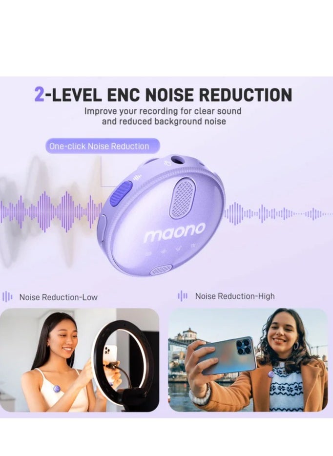 Maonocaster WM620PC2 Wireless Lavalier Microphone – Dual Noise Cancellation, 48kHz Sampling, 18H Battery – Black