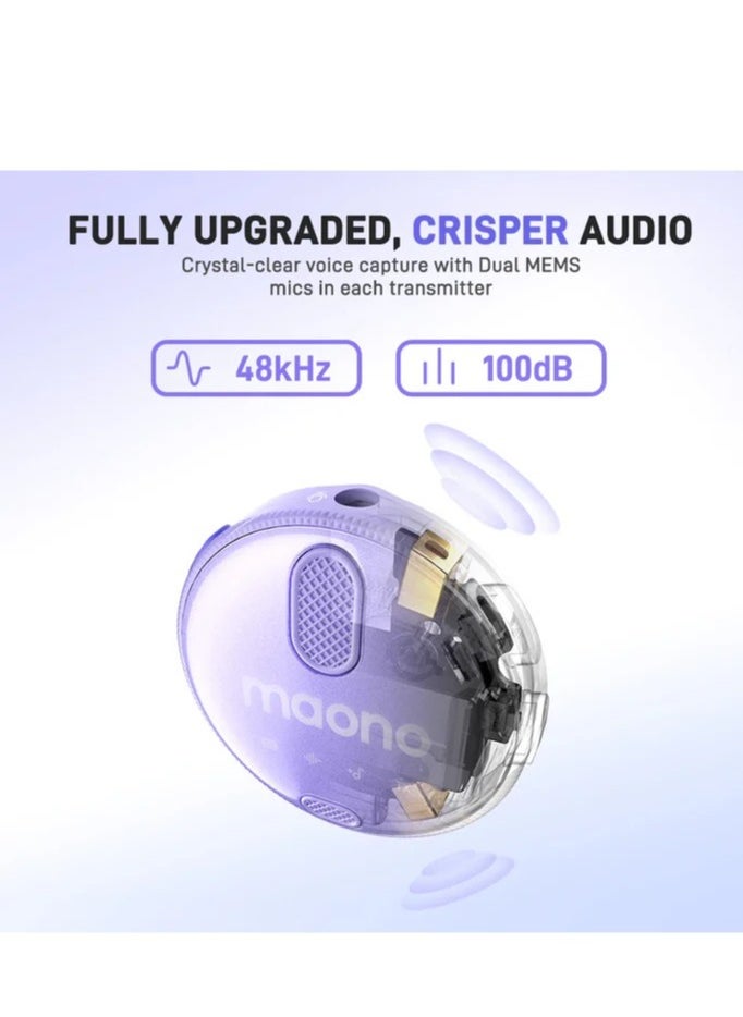 Maonocaster WM620PC2 Wireless Lavalier Microphone – Dual Noise Cancellation, 48kHz Sampling, 18H Battery – Black
