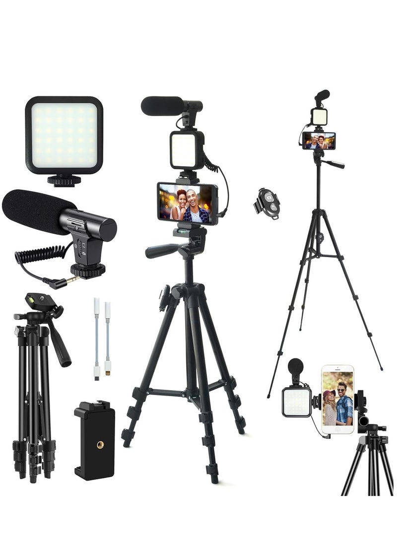 Vlogging YouTube Starter Kit - Complete Bundle for Content Creators, Includes Microphone, Tripod, LED Ring Light, Camera Accessories - Perfect for Beginners, High-Quality Video & Audio for YouTube Vlogs