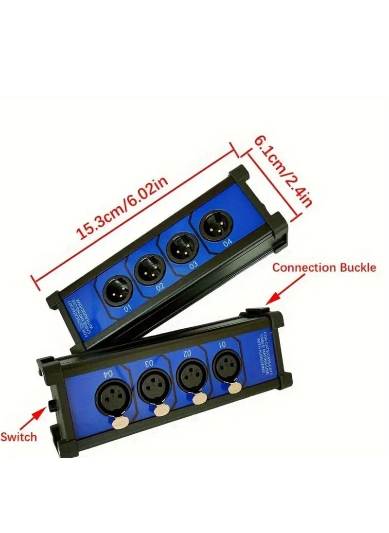 Professional XLR Audio Cable Tester – 4-Channel, Dual-Sided Testing Box with Male & Female XLR Connectors (Blue and Black)