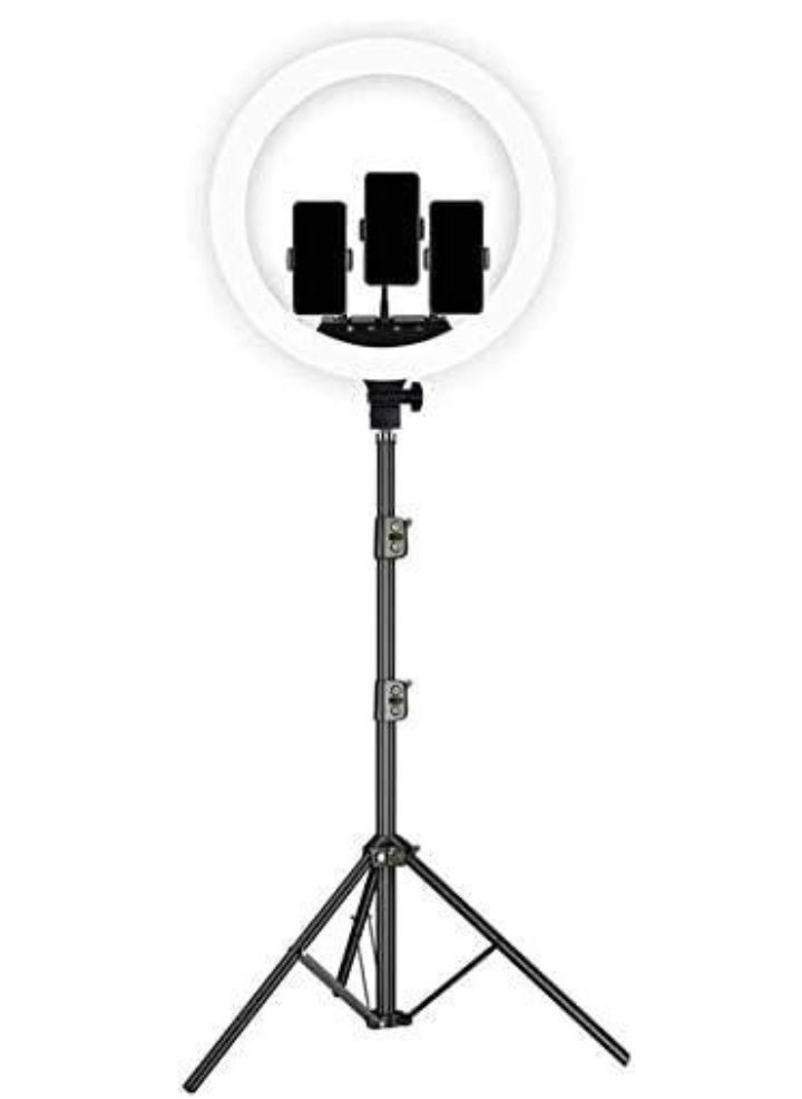 Ring Light with Tripod Stand for Selfie, Makeup, Live Stream, and YouTube Videos - Dimmable LED Camera Light with Adjustable Brightness & Color Temperature - Perfect for Content Creators, Vloggers, and Influencers