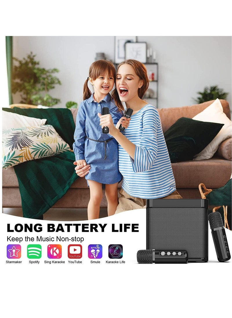 Portable Bluetooth Speaker, Karaoke Machine for Adults/Kids with 2 Wireless Microphones, Portable Bluetooth Karaoke Speaker PA System, Singing Machine with Echo and Vocal Cut, for Birthday