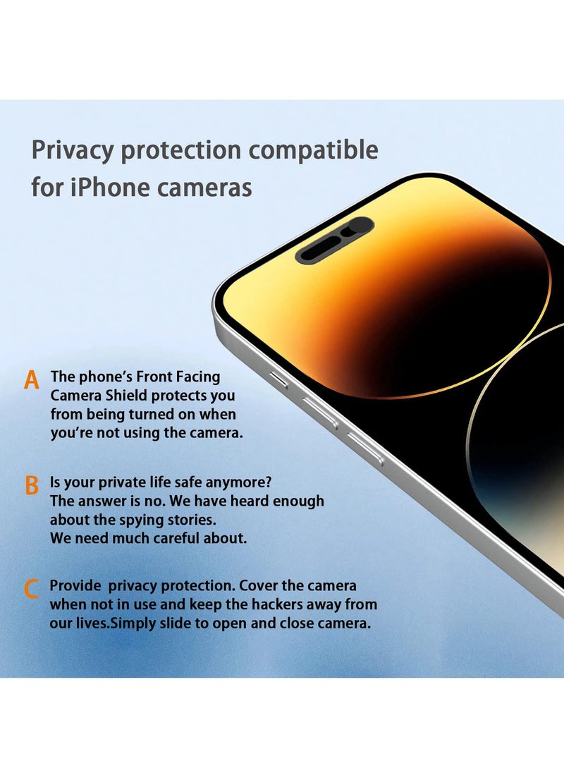 Camera Cover for iPhone 14 Pro Max 15 15 Plus 15 Pro Max, Privacy Protector for Front Camera, Secure Webcam Shield, 2 Pack Black