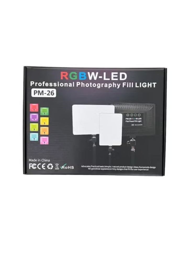 RGBW-LED Professional Photography Fill Light PM-36, Adjustable Color Temperature, 36W High-Output LED Panel, RGB Color Modes, Portable, Ideal for Content Creators, Studio & Video Lighting, Durable and Lightweight for Perfect Lighting in Any Setting