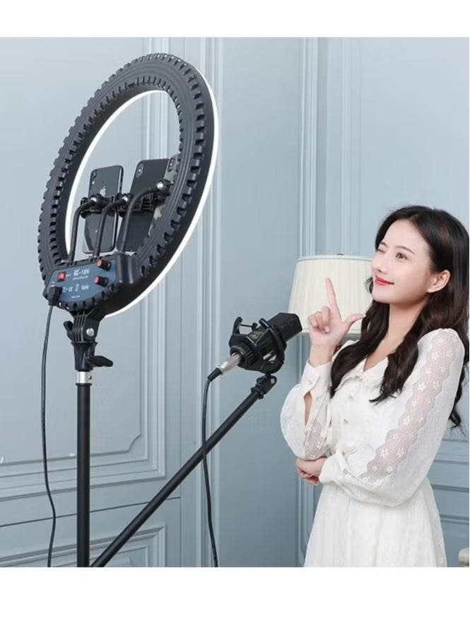 18N LED Ring Light for Vlogging, Photography & Video Shooting – Adjustable Brightness with Remote Control, Phone Clamp & Tripod Mount, Perfect for Streaming, Makeup, Selfies, and Content Creation