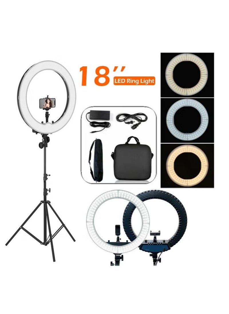 18N LED Ring Light for Vlogging, Photography & Video Shooting – Adjustable Brightness with Remote Control, Phone Clamp & Tripod Mount, Perfect for Streaming, Makeup, Selfies, and Content Creation