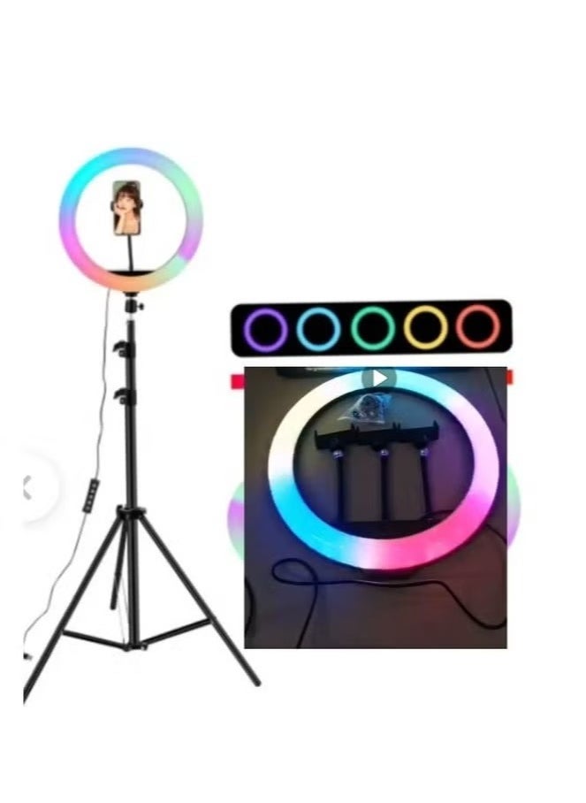 22 Inch RGB LED Ring Light with Tripod Stand – Large Selfie Ring Light with Touch Panel, Adjustable RGB Colors, Perfect for Vlogs, Video Shooting, Photography, and Makeup – Ultimate Lighting Solution