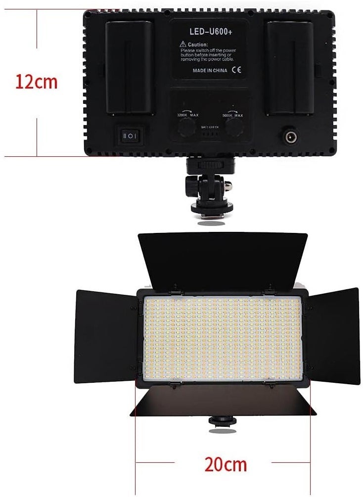 600 LED Video Light Kit – Rechargeable & Plug-Powered Camera Video Light, 3200K-5600K Adjustable Color Temperature, Ideal for Video Conferencing, Live Streaming, Photography, and Filming