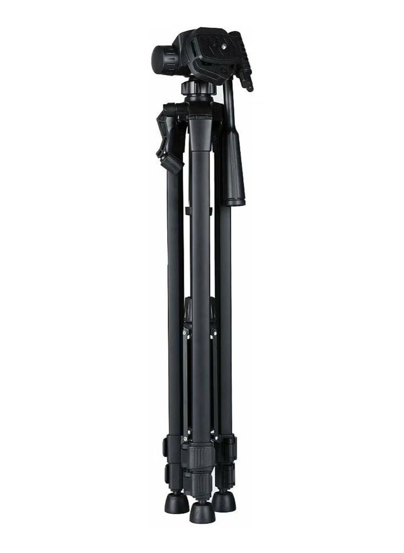 Aluminum Portable Tripod for DSLR Camera Camcorder WF-3520 - Lightweight, Adjustable, Compact Design, Ideal for Photography, Videography, Travel, Black