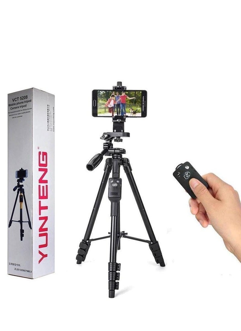 VCT-5208 Portable Tripod Stand With Remote Shutter Black