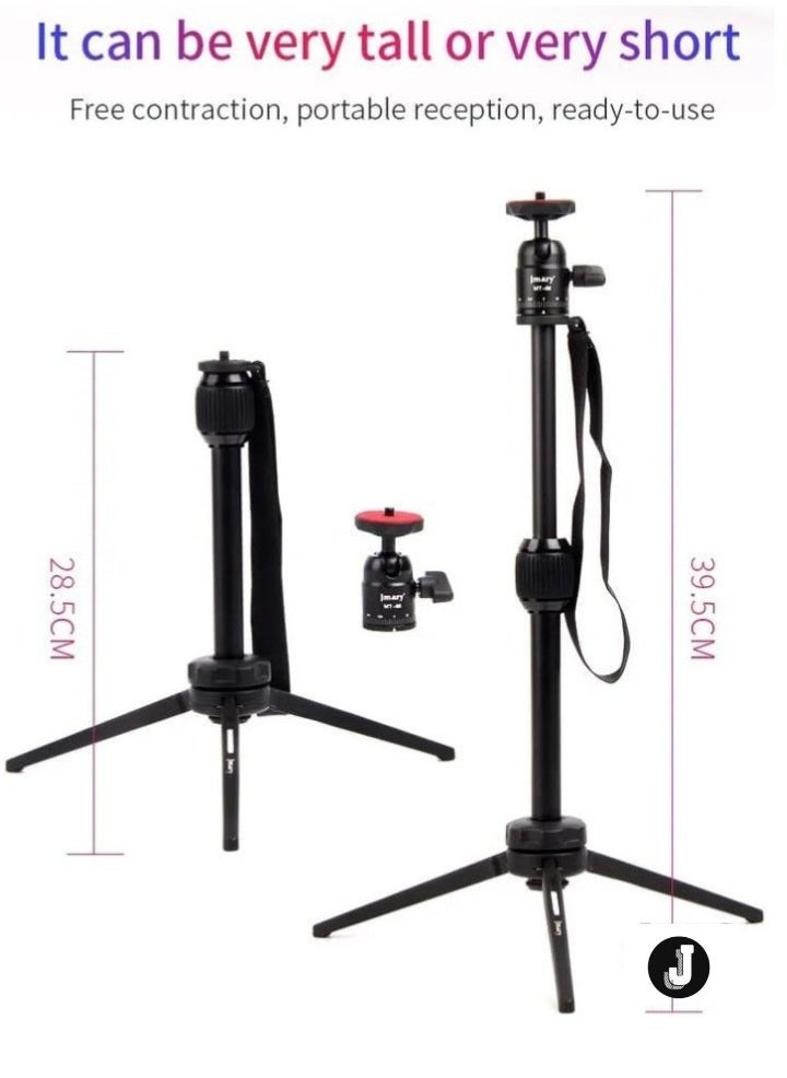 Table Tripod Stand – Lightweight Aluminum, 39.5cm Max Height, 3kg Load Capacity for Mobile Phones & Cameras