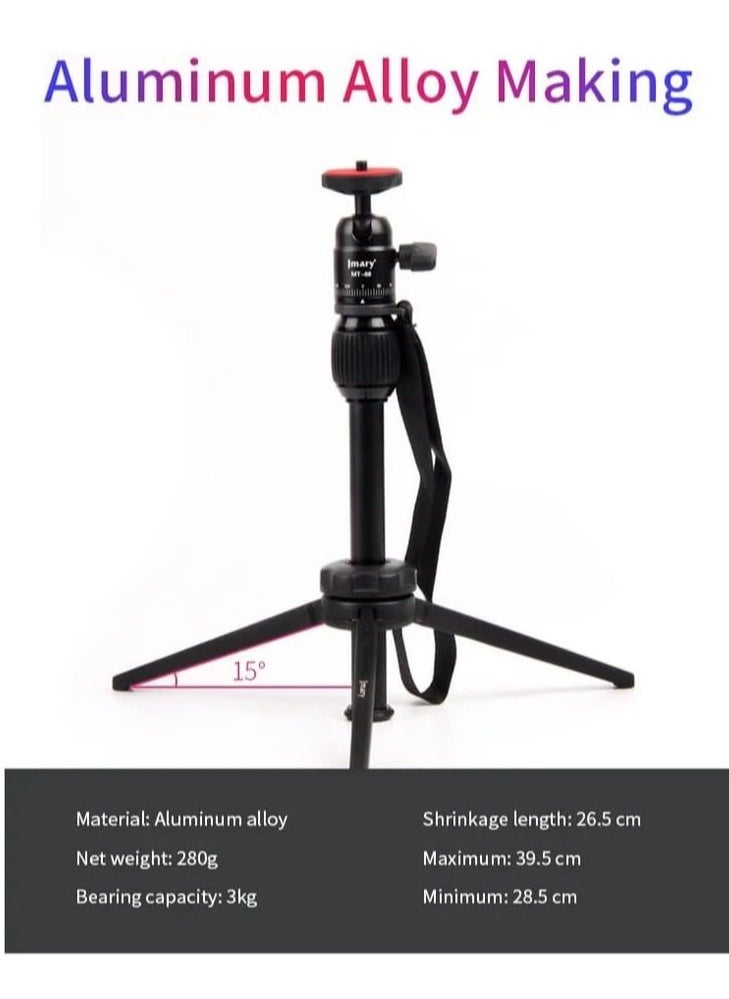 Table Tripod Stand – Lightweight Aluminum, 39.5cm Max Height, 3kg Load Capacity for Mobile Phones & Cameras