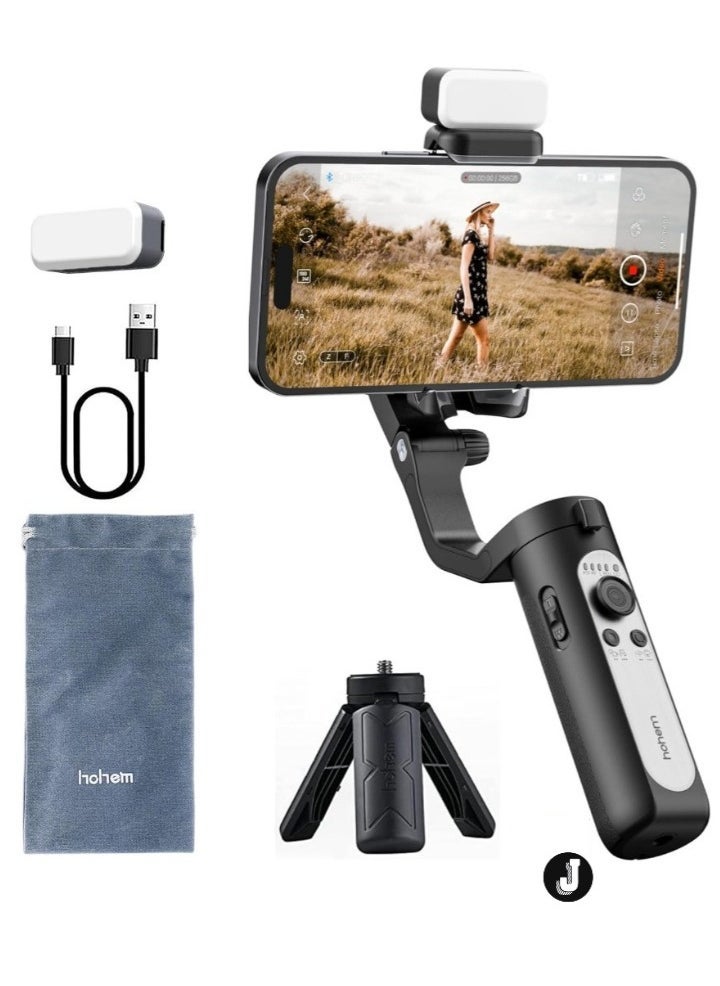 iSteady XE Smartphone Gimbal Kit – 3-Axis Stabilizer for iPhone 14, 13 Pro Max & Android with Fill Light, One-Key Inception for Vlogging, Videos & Live Streaming (2023 Black Kit)