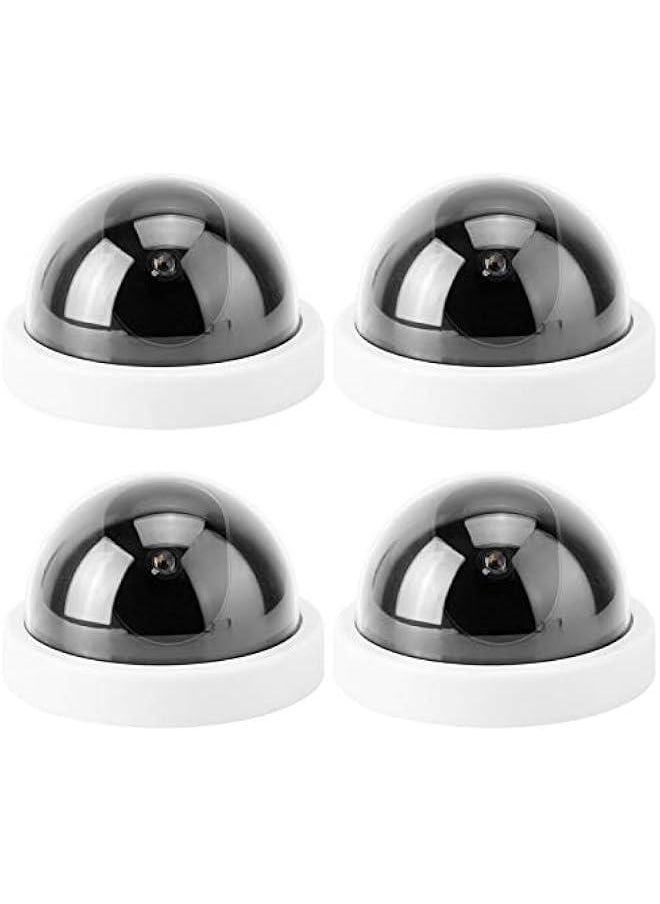 4pcs Dome Simulation Dummy Fake Security Camera, Anti-Theft CCTV Surveillance Camera with Flashing Led Light(White)