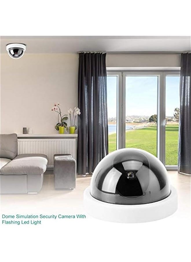 4pcs Dome Simulation Dummy Fake Security Camera, Anti-Theft CCTV Surveillance Camera with Flashing Led Light(White)