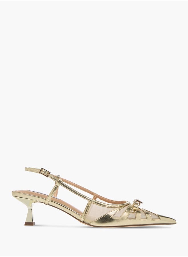 Womens Bow Detail Slingback Shoes With Buckle Closure Ramadan Collection