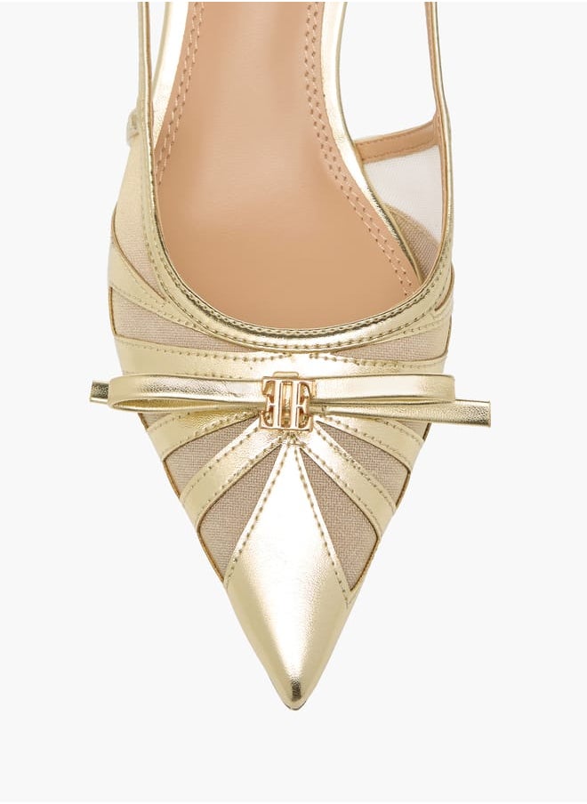 Womens Bow Detail Slingback Shoes With Buckle Closure Ramadan Collection