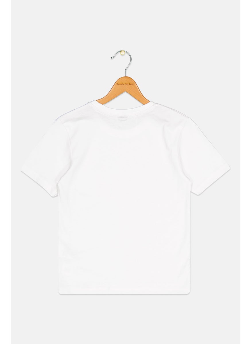 Kids Boy Brand Logo Short Sleeve T-Shirt, White