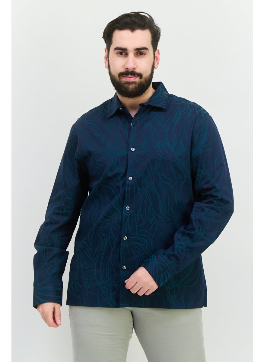 Men Regular Fit Abstract Print Long Sleeves Casual Shirt, Navy Combo