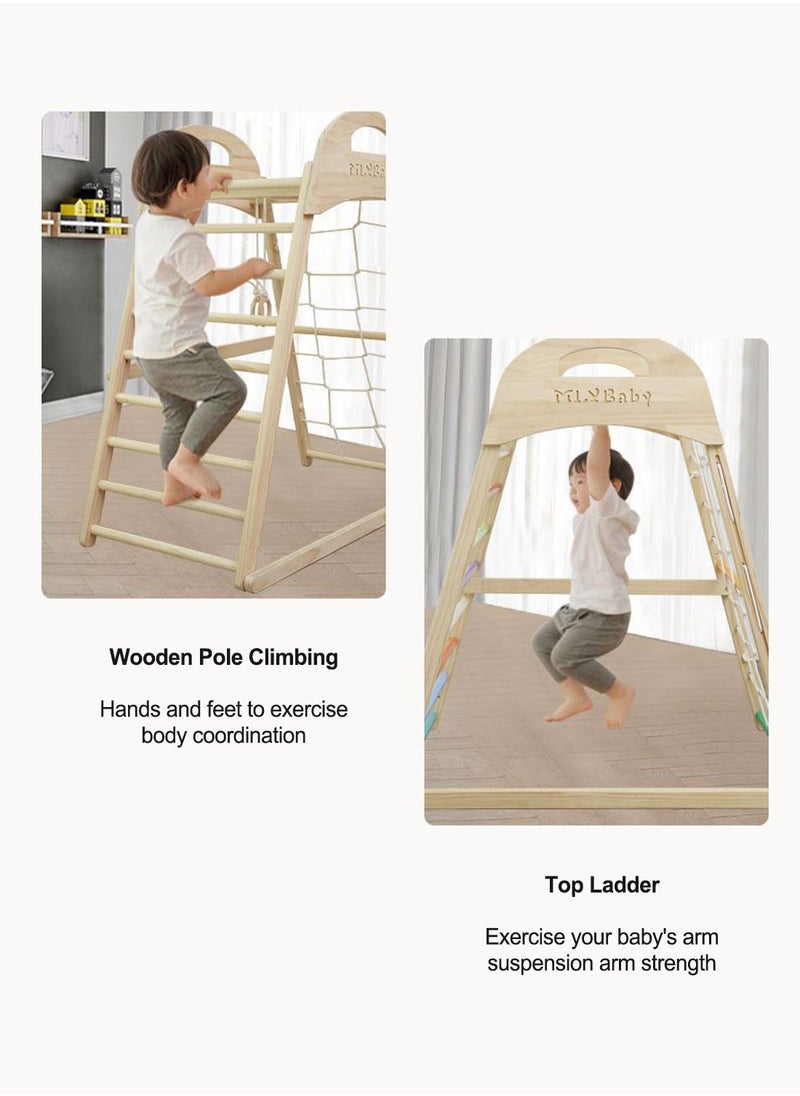 5-in-1 Indoor Kids' Indoor Climbers Play Gym Jungle Gym Playset with Baby Swing, Slide, Ladder, and Climbing Wall Indoor Jungle Gym for Kids
