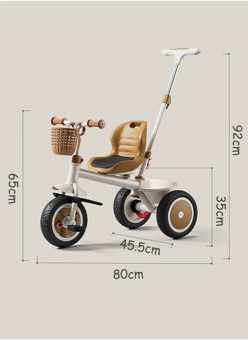 2 In 1 Kids Tricycles for Toddler, with Storage Basket, Adjustable Seat and Removable Push Handle, Kids Trike for 1-6 Years Boys and Girls Indoor Outdoor