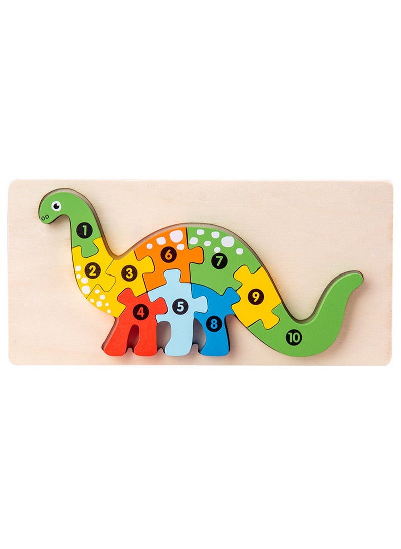 Children's Educational Wooden Puzzle, Long-Necked Dragon, Suitable For Aged 3-5 Years old (Size 20.5*10.6*1.5CM)