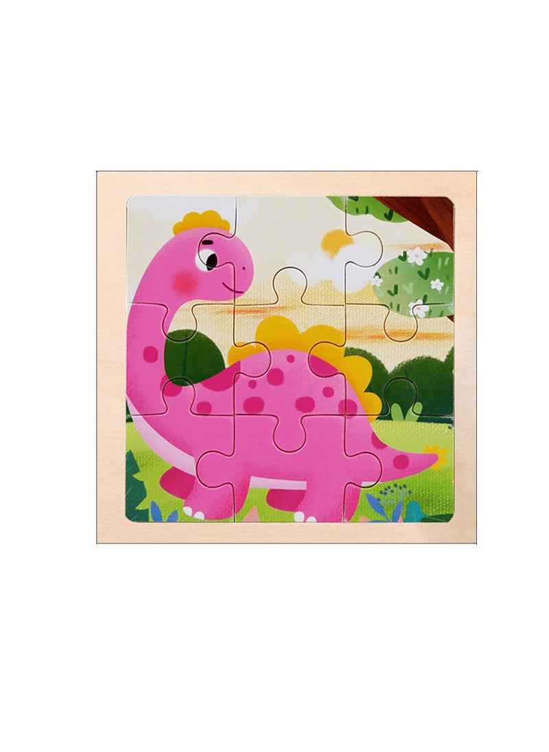 Children's Educational Wooden Cartoon Dinosaur Jigsaw Puzzles Suitable Gift Bag Pack