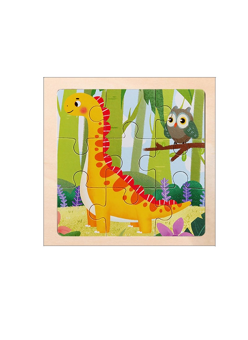 Children's Educational Wooden Cartoon Dinosaur Jigsaw Puzzles Suitable Gift Bag Pack