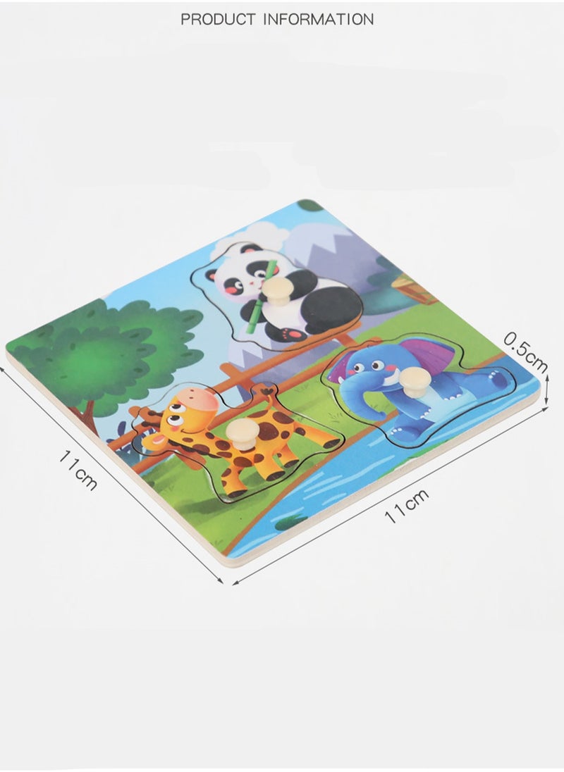 Children's Educational Wooden Cartoon Wild Animal Series Jigsaw Puzzles Suitable Gift Bag Pack