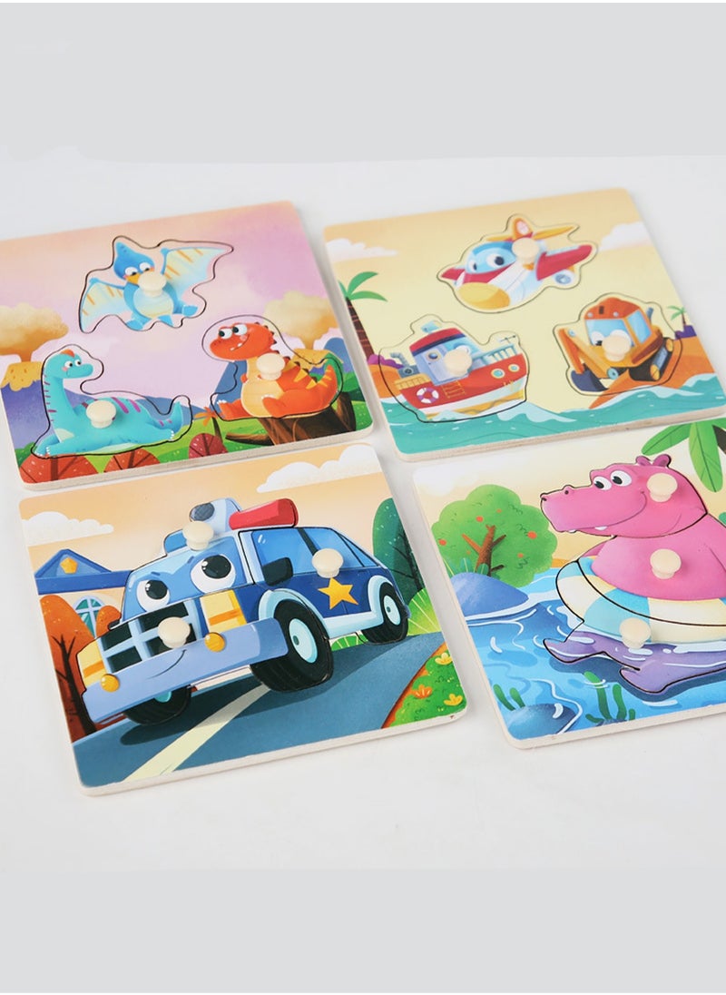 Children's Educational Wooden Cartoon Wild Animal Series Jigsaw Puzzles Suitable Gift Bag Pack