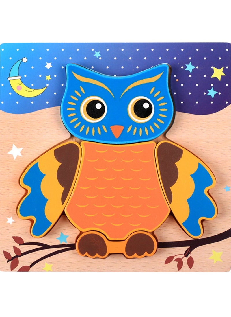 Children's Educational Wooden Cartoon Owl Jigsaw Puzzles Suitable Gift Bag Pack