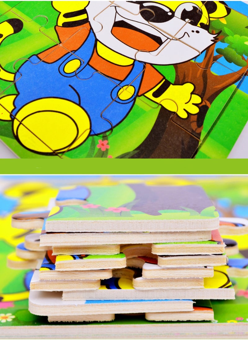 Children's Educational Wooden Cartoon Rocket Series Jigsaw Puzzles Suitable Boys and Girls Gift Bag Pack