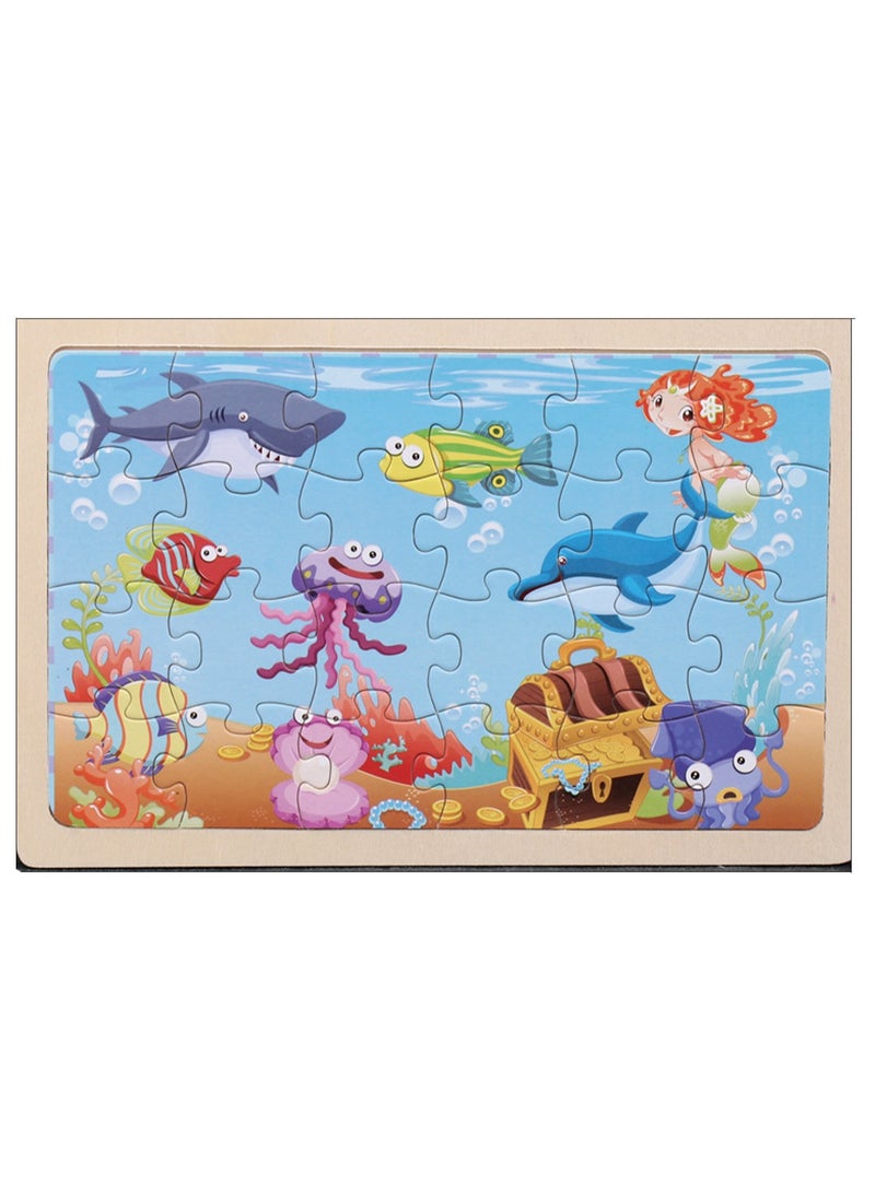 Children's Educational Wooden Cartoon Series Jigsaw Puzzles Suitable Gift Bag Pack