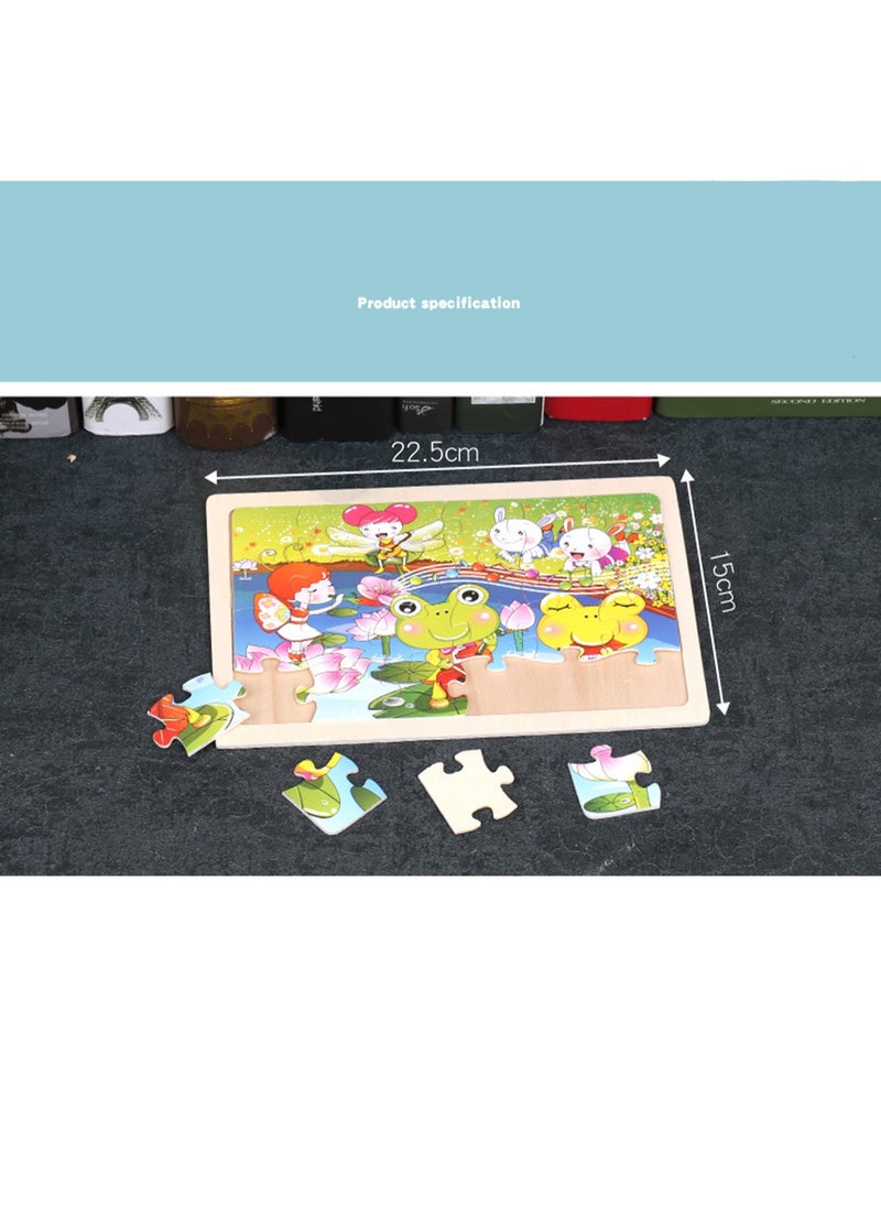 Children's Educational Wooden Cartoon Series Jigsaw Puzzles Suitable Gift Bag Pack