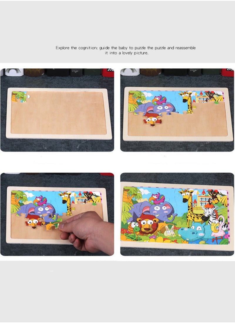 Children's Educational Wooden Cartoon Series Jigsaw Puzzles Suitable Gift Bag Pack