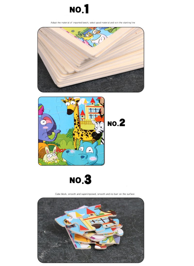 Children's Educational Wooden Cartoon Series Jigsaw Puzzles Suitable Gift Bag Pack