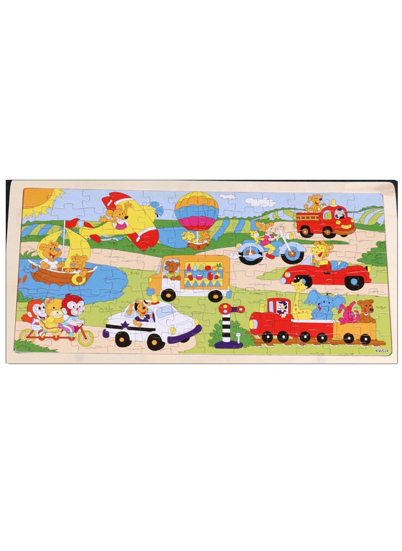 Children's Educational Wooden Cartoon Transportation Jigsaw Puzzles Suitable Gift Bag Pack